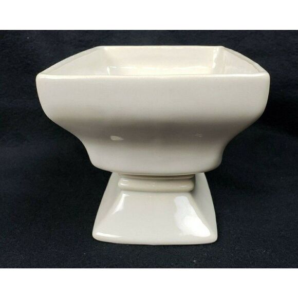 Vintage 50s McCoy Pottery Ivory Red Roses 5.5" Pedestal Planter #325 USA Floral - Picture 3 of 7